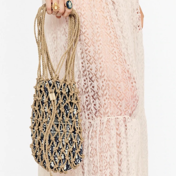 DIOR blue oblique net tote RARE - Picture 4 of 10